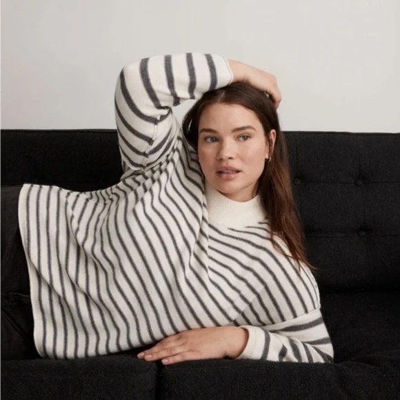 Madewell Womens Stripe Play Mock Pullover Sweater 1X Wool Blend NWT Plus - Picture 4 of 7